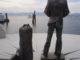 U.S. Navy Memorial Lone Sailor statue overlooking Lake Champlain, at Burlington, Vermont.